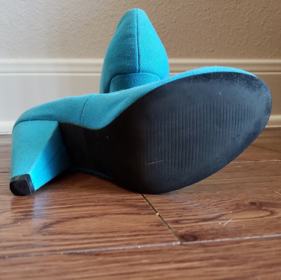 TEAL CHUNKY HEELS - Picture 4 of 5